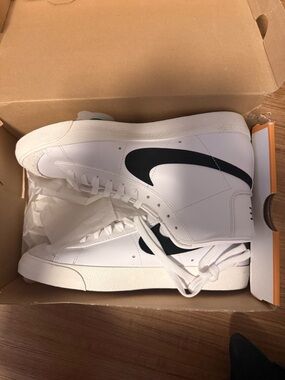 Nike White and Black High-Top Sneakers